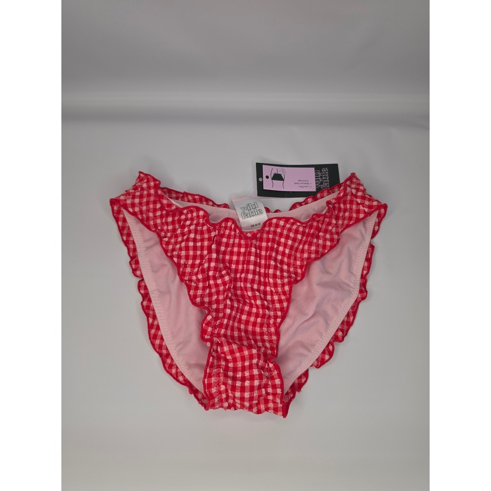 Wild Fable Gingham Seersucker Bikini Bottom Red XS NWT